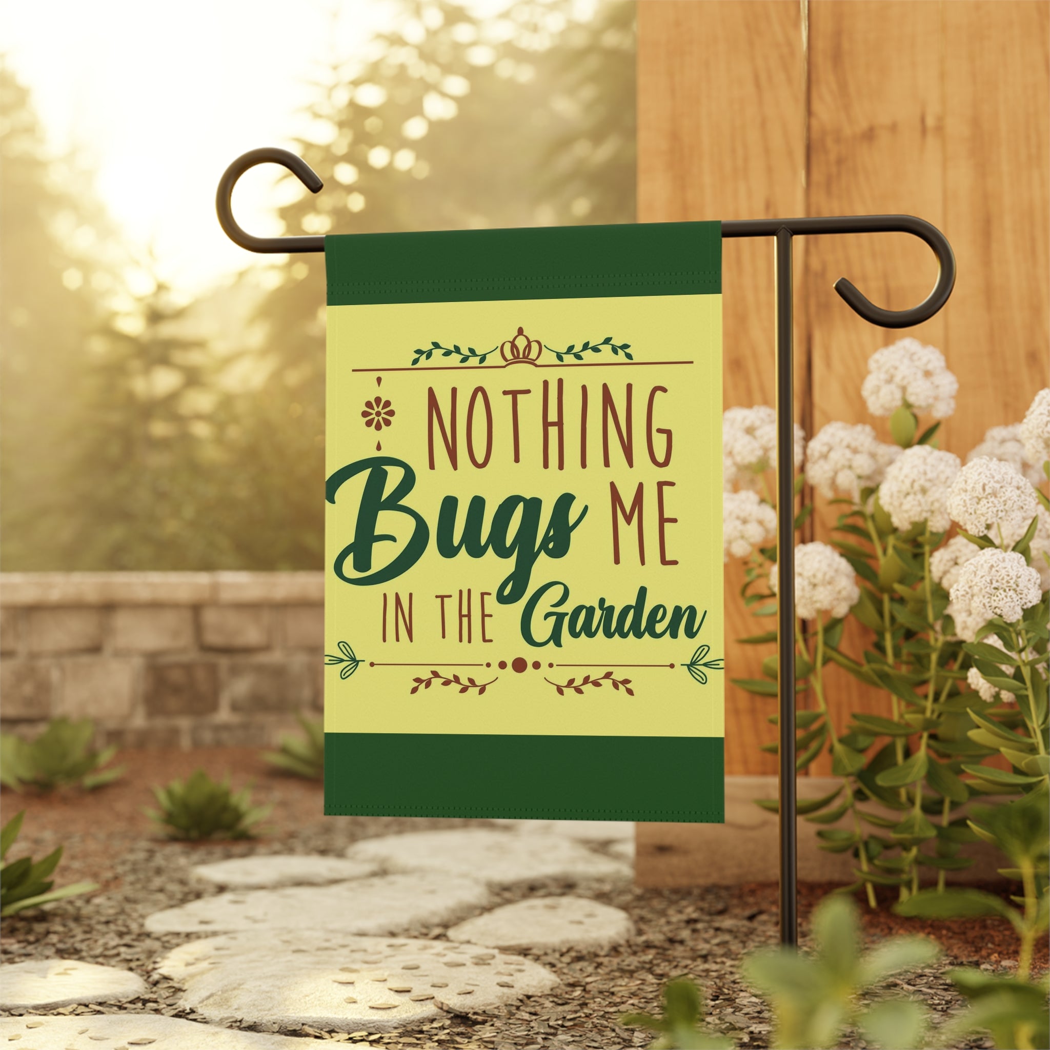 Garden Flag - "Nothing Bugs Me in the Garden" Decorative Yard Banner/Cr8tive Designs