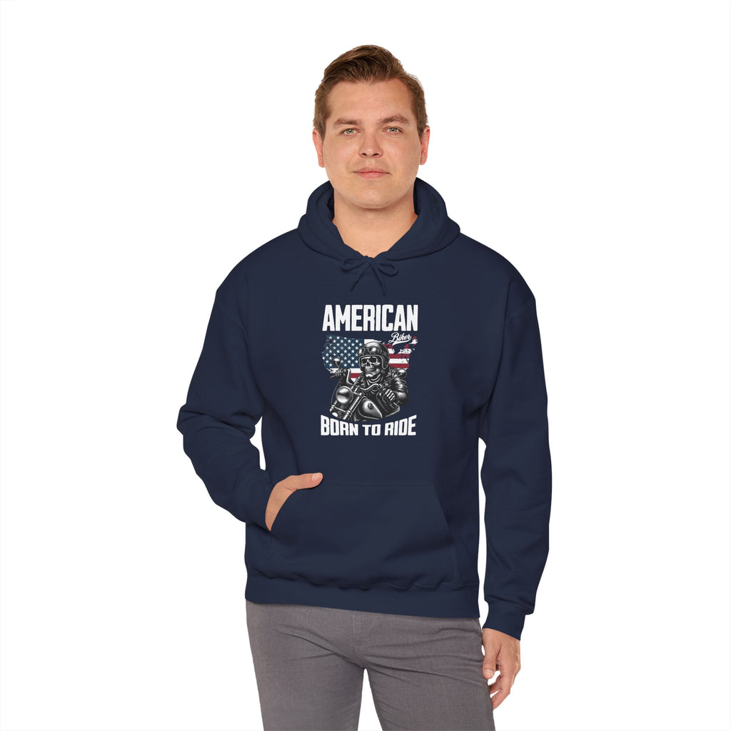 American Born to Ride Hoodie | Patriotic Motorcycle Biker Design | Cr8tive Designs