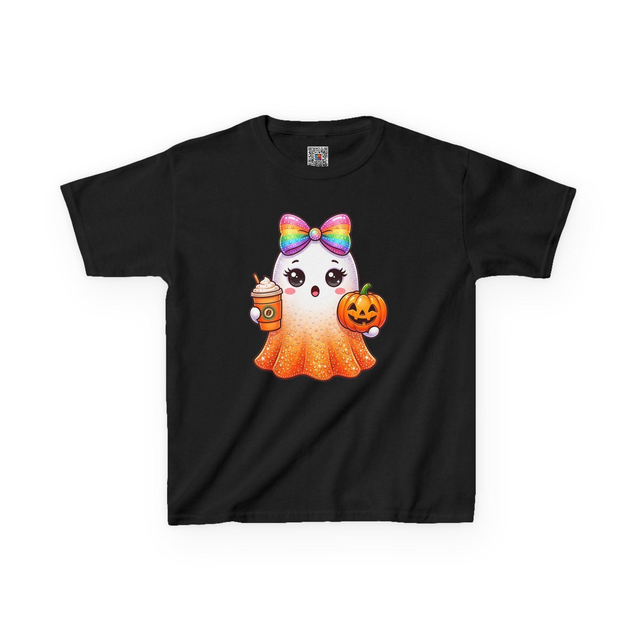 Glitter Pumpkin Ghost T-Shirt | Halloween Kids Graphic Tee | Cr8tive Designs