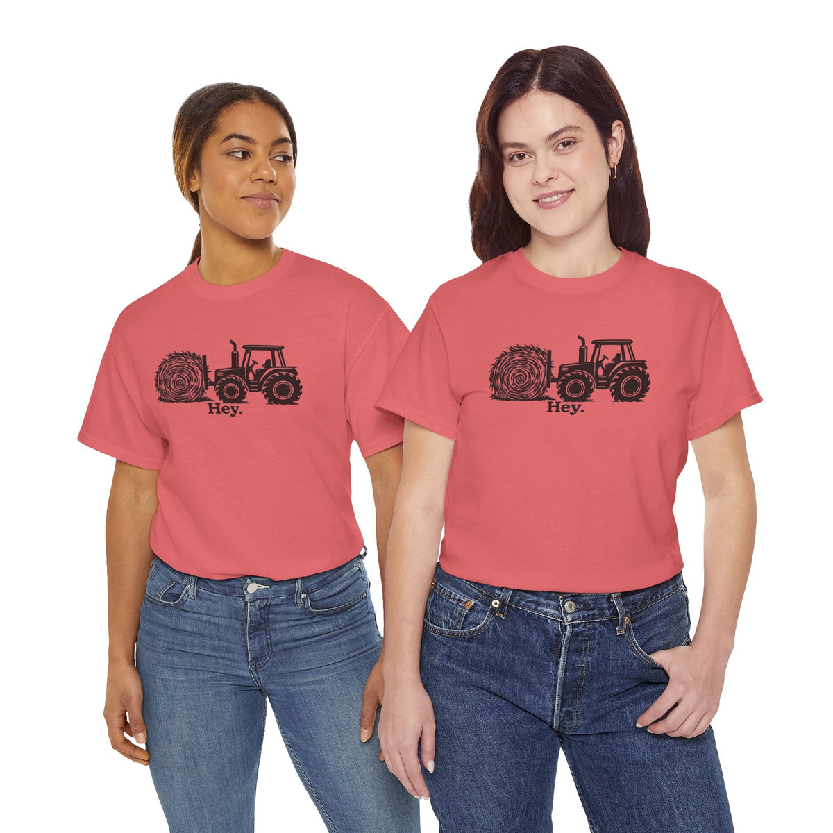 Hey. Tractor Hay Bale Graphic T-Shirt | Funny Farming Pun Country Tee | Cr8tive Designs