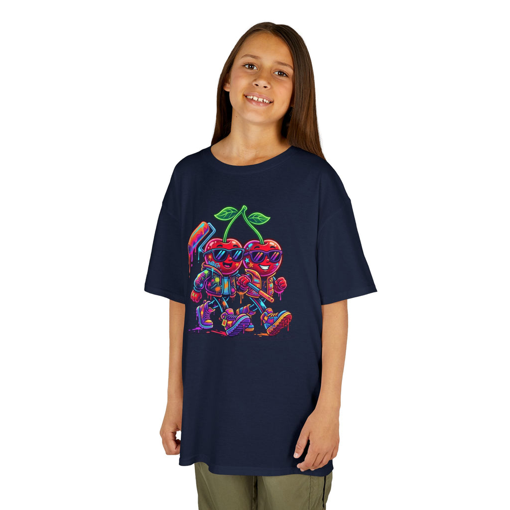 Kids Cherry Squad Graphic Tee | Colorful Retro Gamer Fruit | Cr8tive Designs