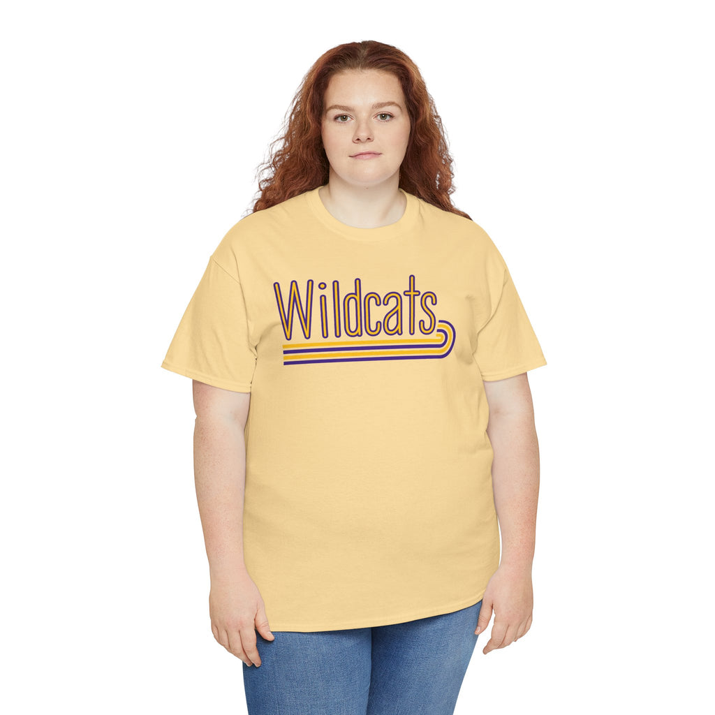 Wildcats Retro Stripe | Purple and Gold School Spirit T-Shirt | Cr8tive Designs