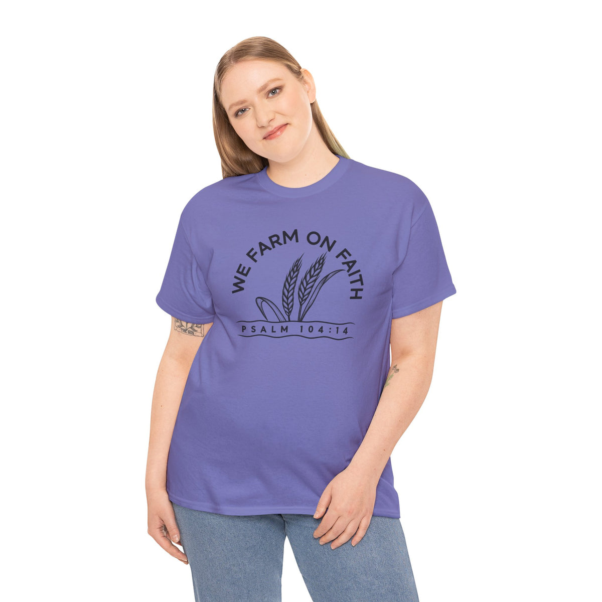 We Farm On Faith Psalm 104:14 T-Shirt | Christian Country Graphic Tee | Cr8tive Designs