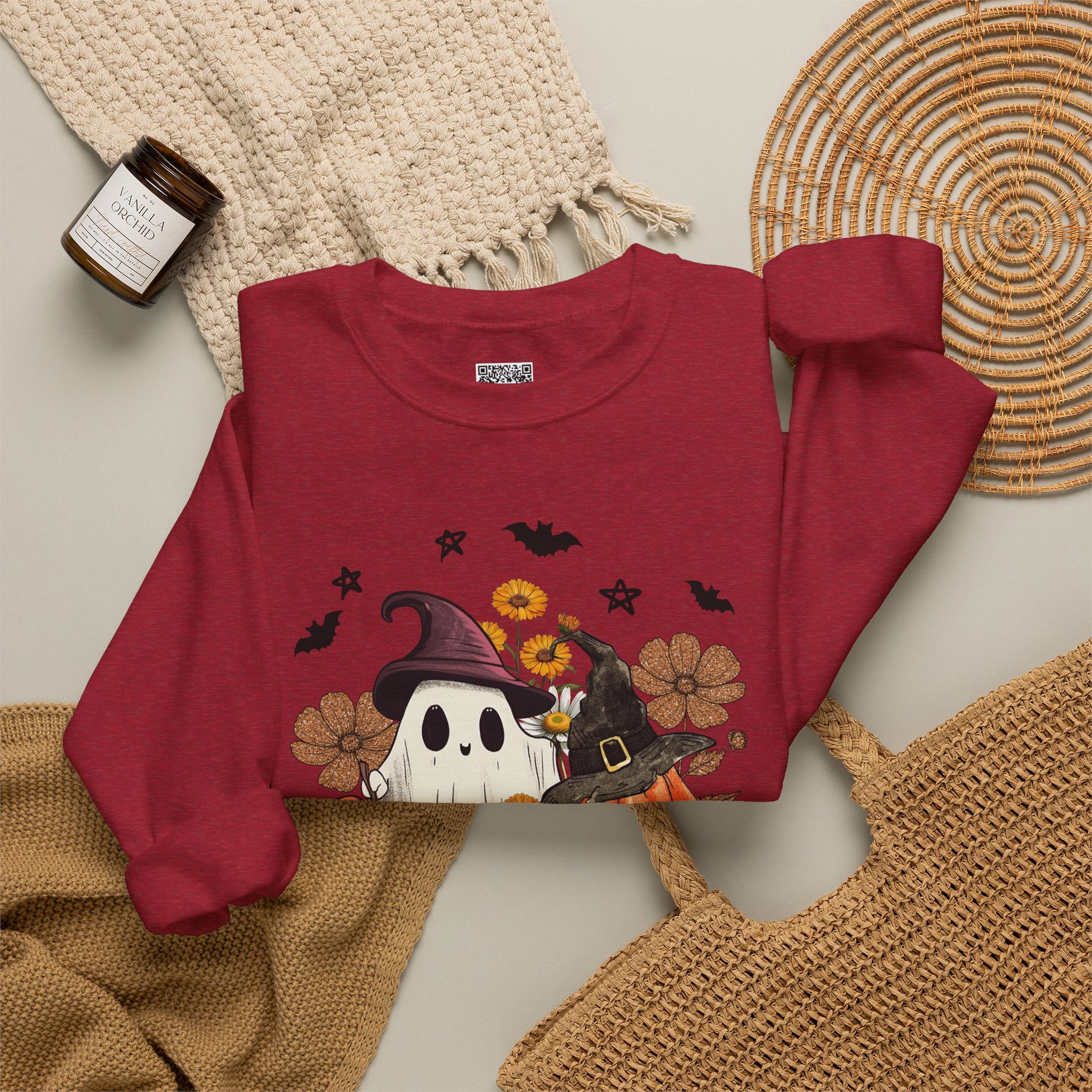 Witch Ghost & Pumpkin Sweatshirt | Floral Spooky Season Crewneck | Cr8tive Designs