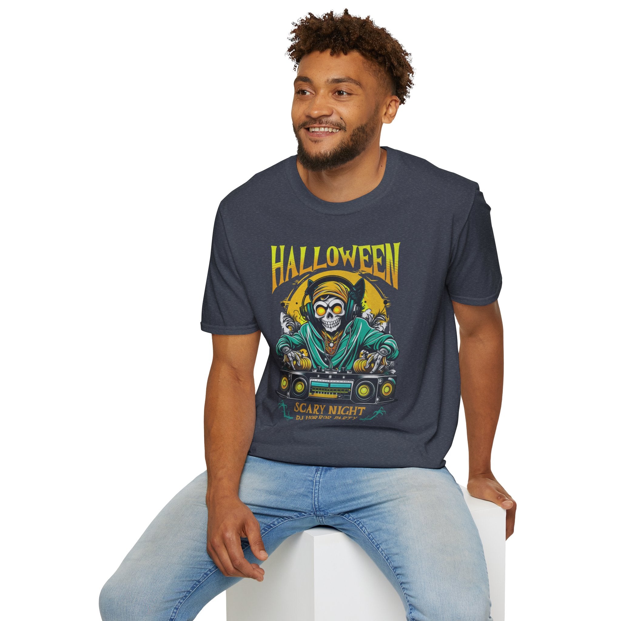 Halloween Skull DJ T-Shirt | Scary Night Party Graphic Tee | Cr8tive Designs