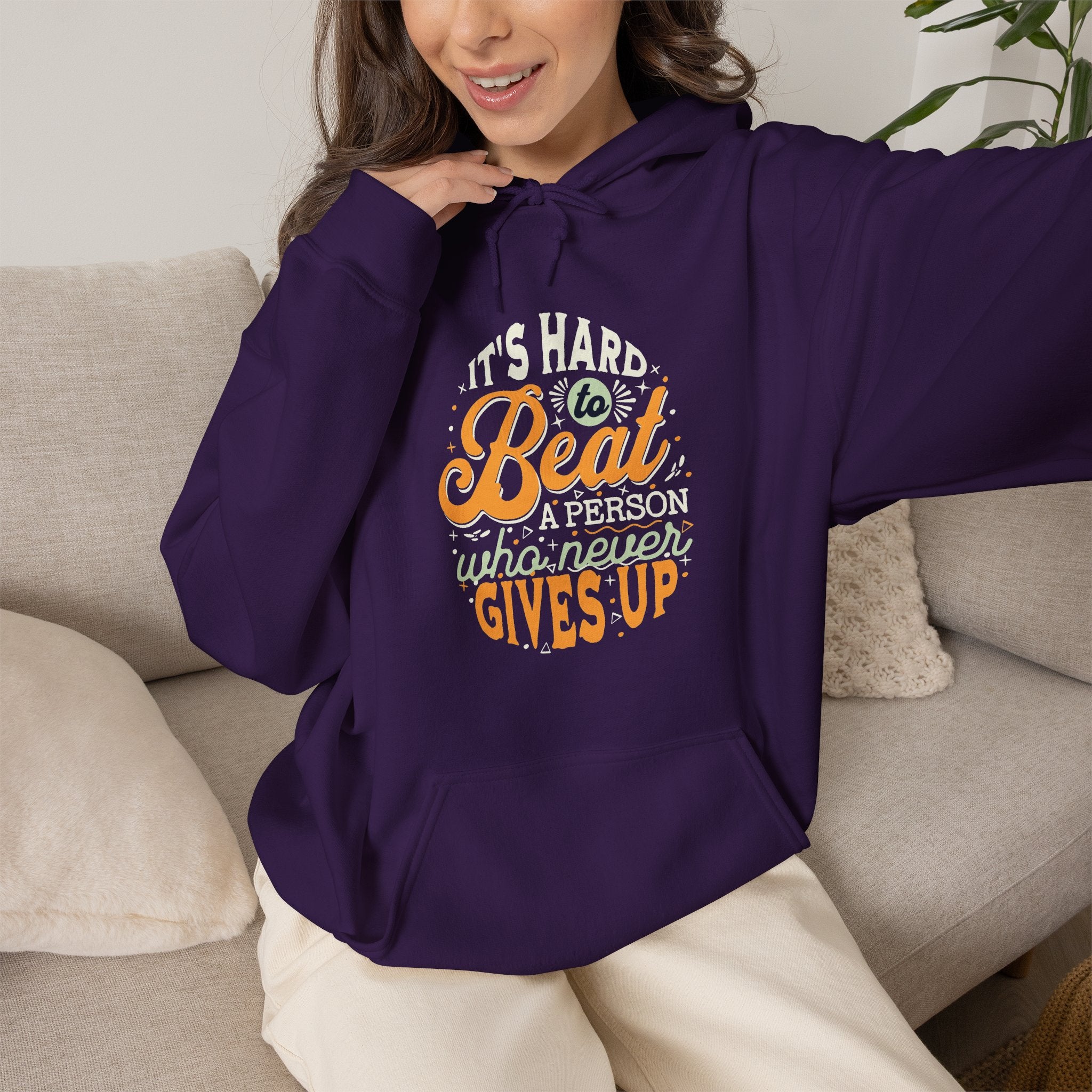 Never Gives Up Hoodie | Inspirational Retro Motivational Design | Cr8tive Designs