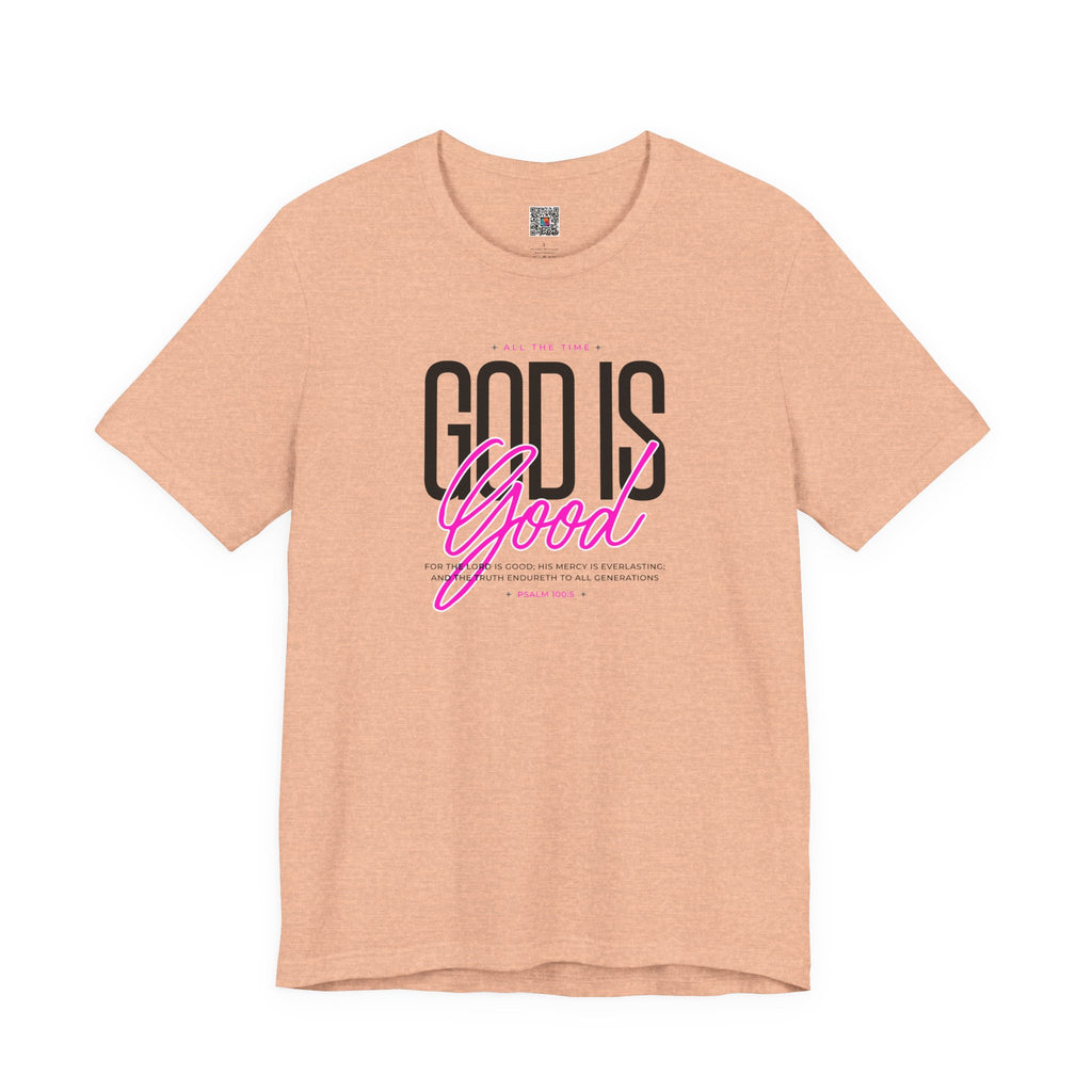 God Is Good T-Shirt | Faith Christian Tee with Pink Script | Cr8tive Designs