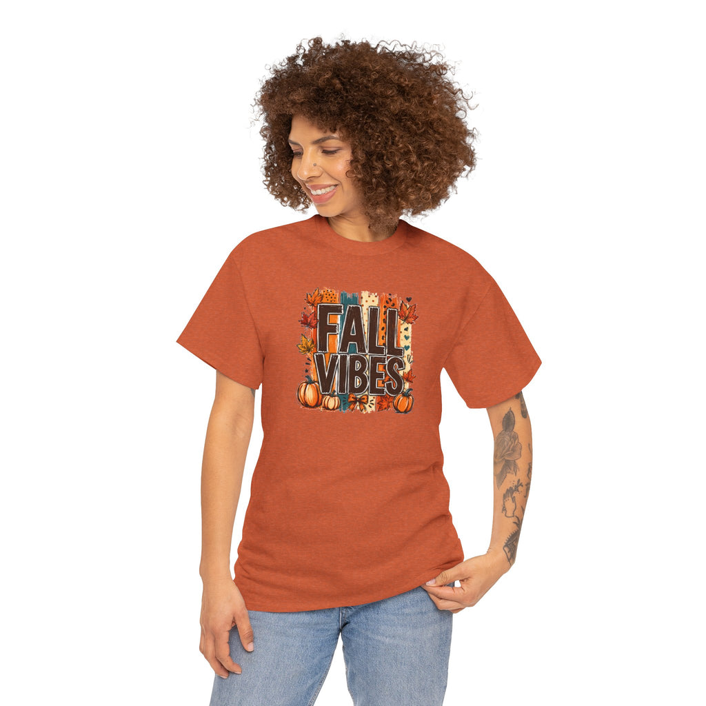 Fall Vibes Pumpkin Tee | Colorful Autumn Graphic T-Shirt | Cr8tive Designs