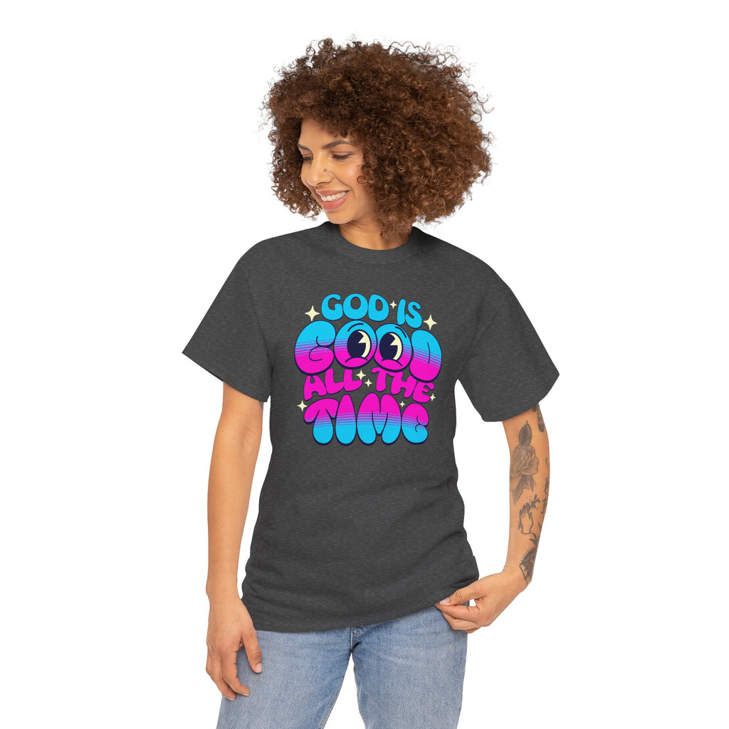 God Is Good All The Time T‑Shirt | Retro Bubble Letter Faith Tee | Cr8tive Designs