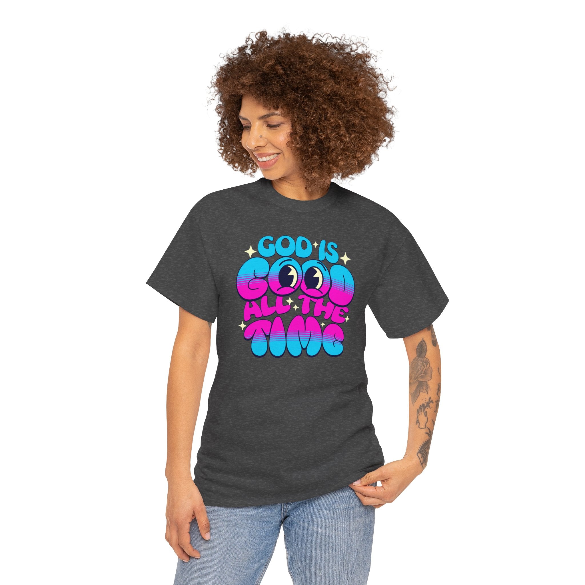 God Is Good All The Time T‑Shirt | Retro Bubble Letter Faith Tee | Cr8tive Designs