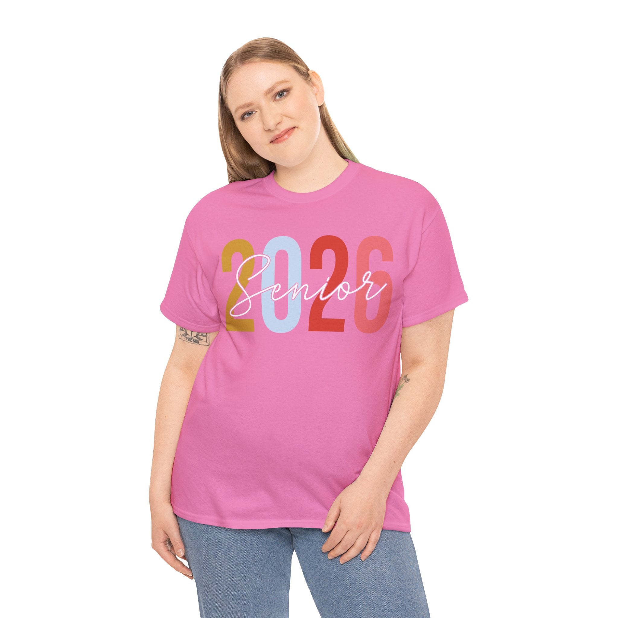 Senior 2026 Script Overlay T-Shirt | Trendy Color Graduation Tee | Senior Shirt | Cr8tive Designs