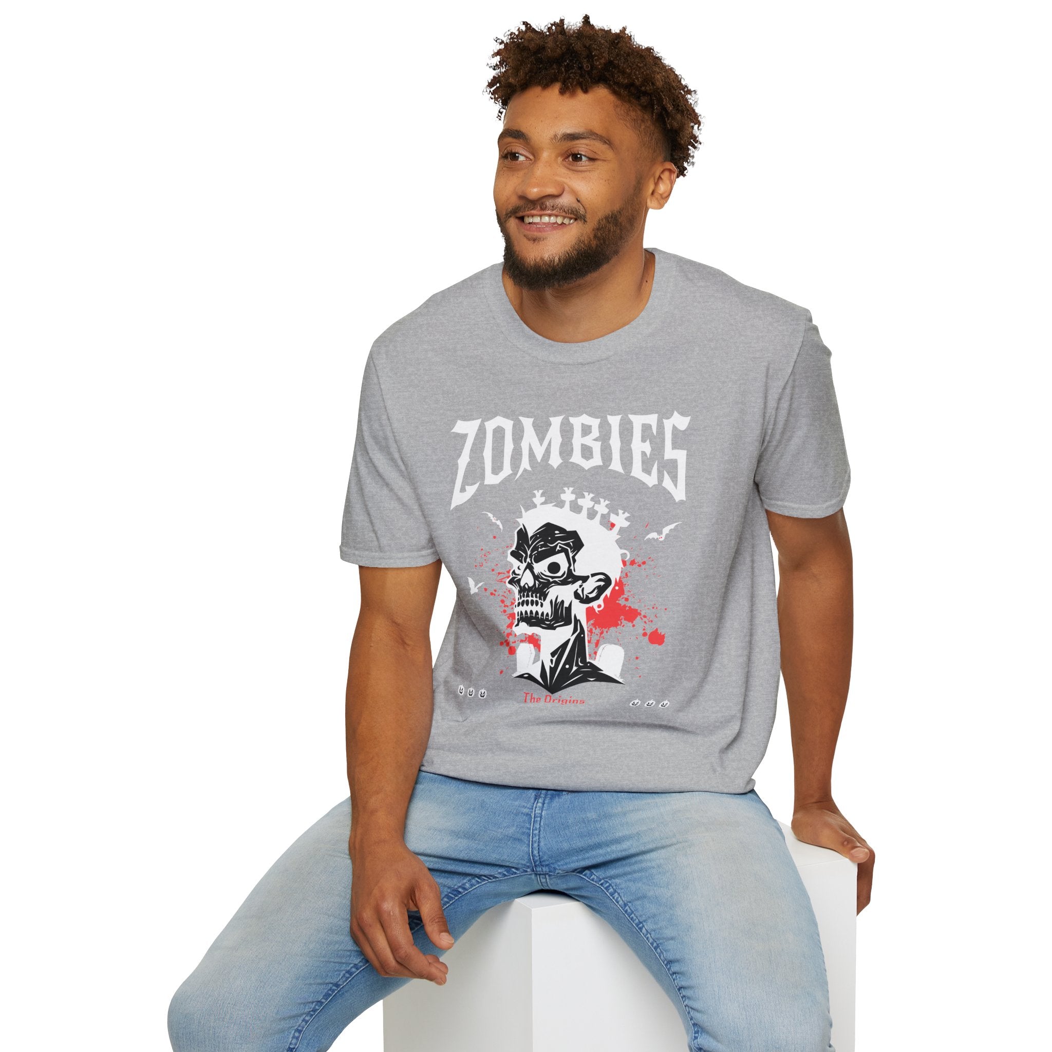 Zombies Skull T-Shirt | Gothic Horror Band Tee with Blood Splatter | Cr8tive Designs