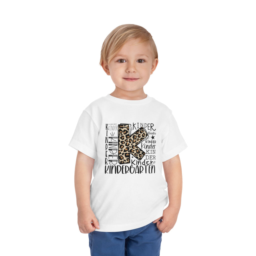 Leopard Print Kindergarten K Youth Tee | Trendy Back-to-School T-Shirt | Cr8tive Designs
