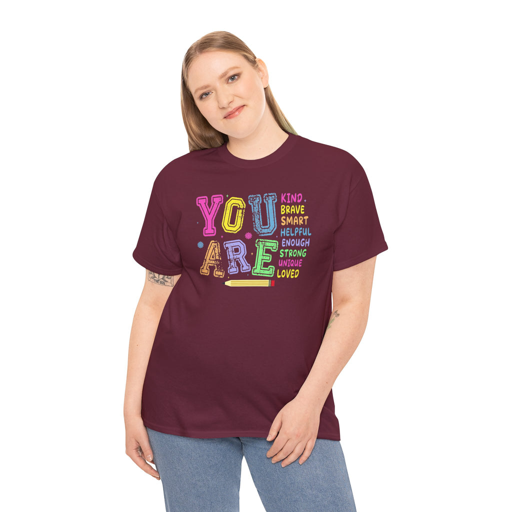 You Are Kind, Brave, Smart & Loved | Positive Back-to-School T-Shirt | Cr8tive Designs