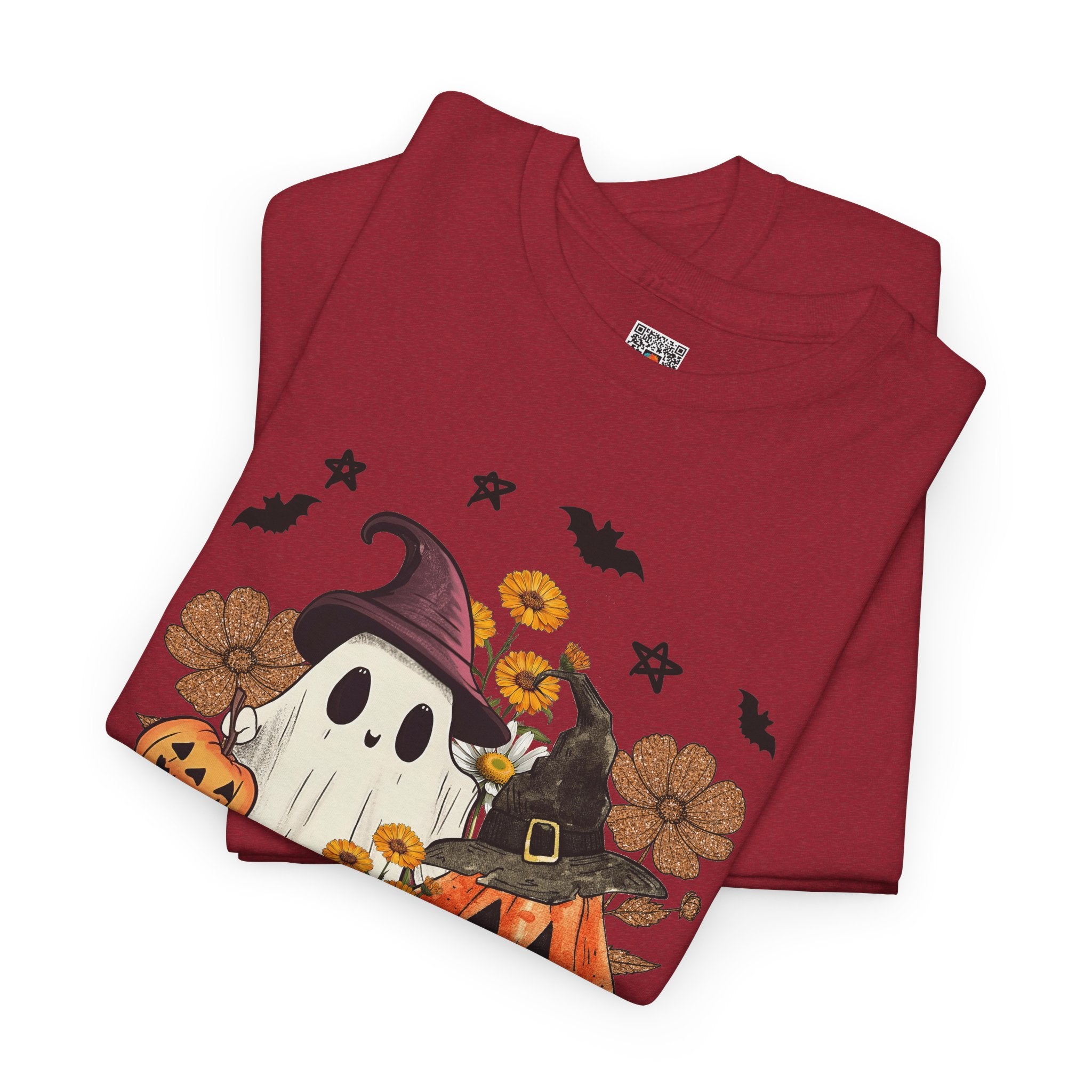 Witch Ghost & Pumpkin Tee | Vintage Spooky Season Graphic T-Shirt | Cr8tive Designs