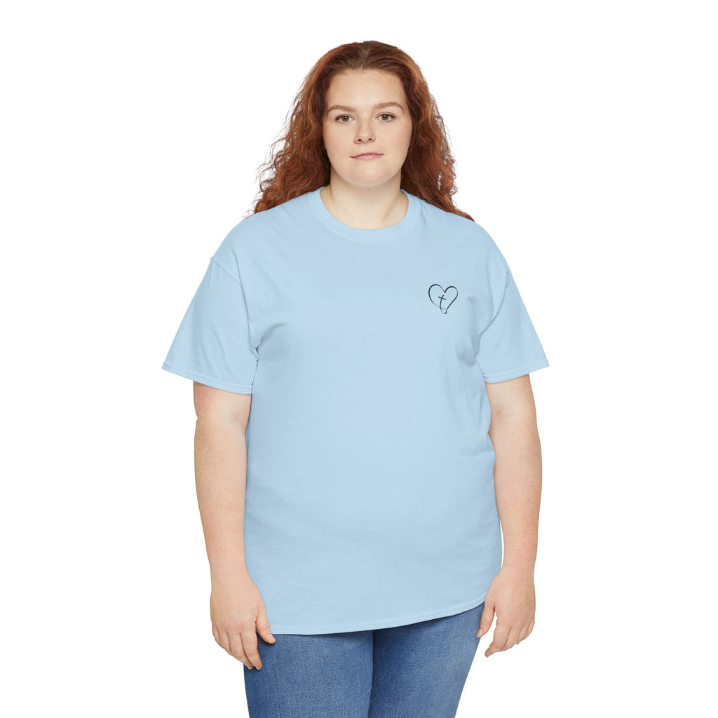 Heart & Cross Tee — Minimal Faith Graphic T-Shirt