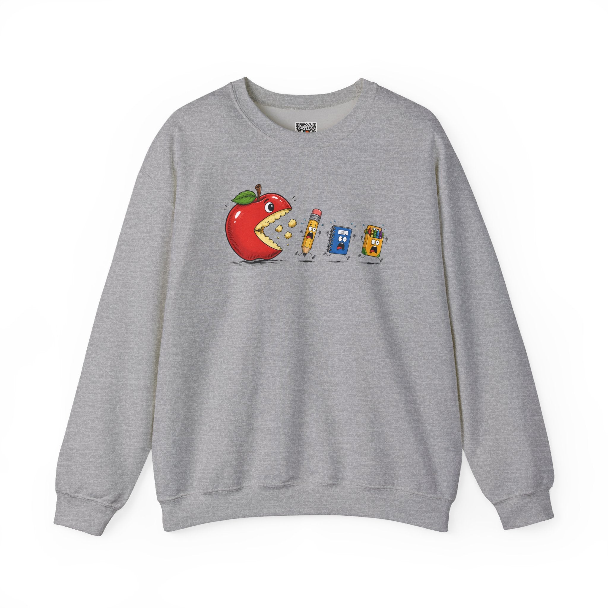 Crewneck Sweatshirt | Playful 'Apple Pac-Man' Back-to-School Graphic | Cr8tive Designs