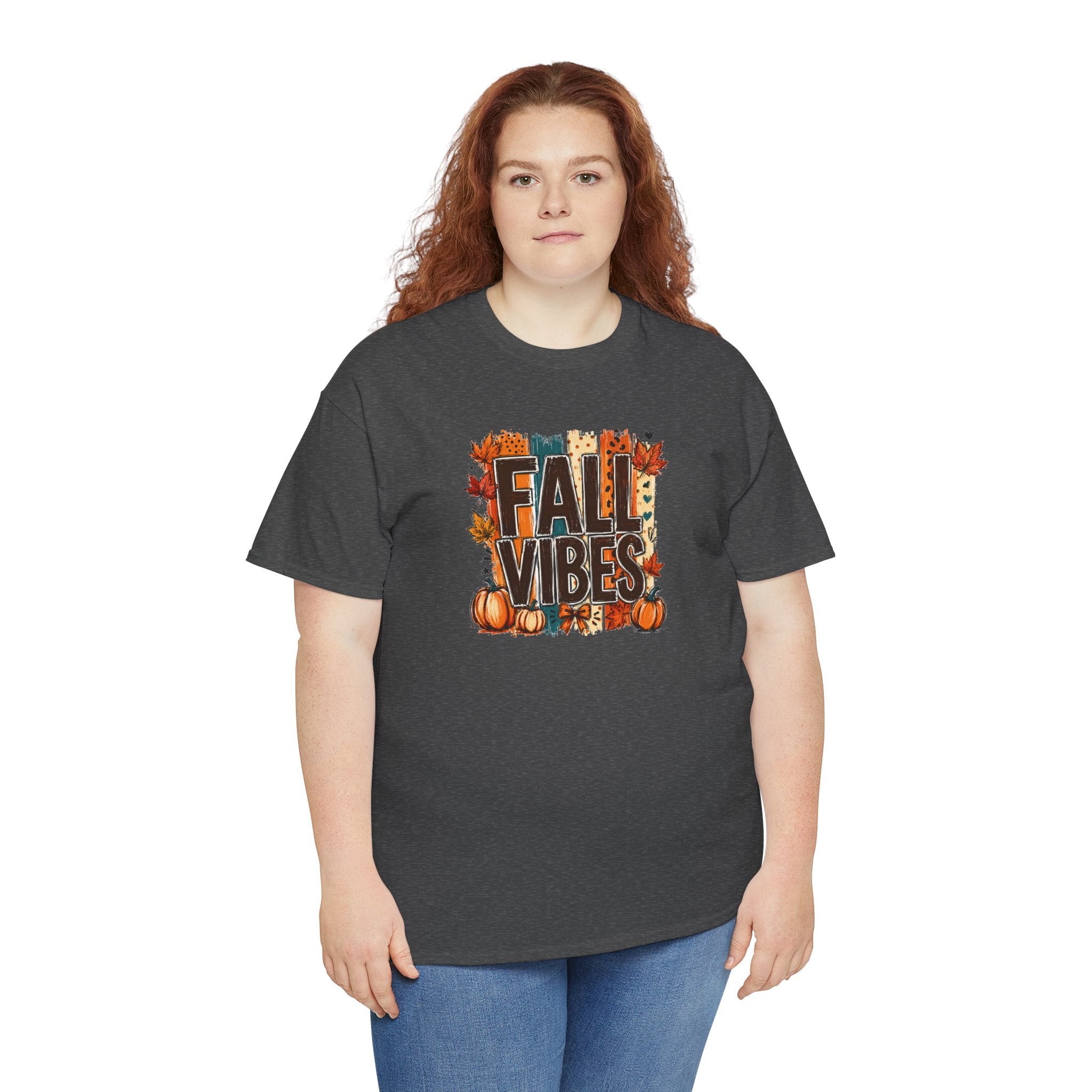Fall Vibes Pumpkin Tee | Colorful Autumn Graphic T-Shirt | Cr8tive Designs