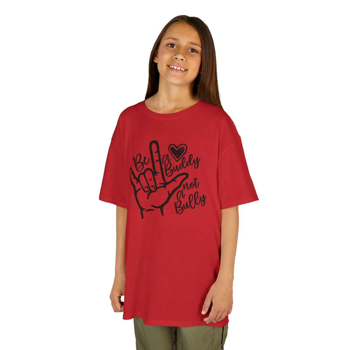 Be A Buddy Not A Bully T-Shirt | ASL I Love You Sign Anti-Bullying Youth Tee | Cr8tive Designs