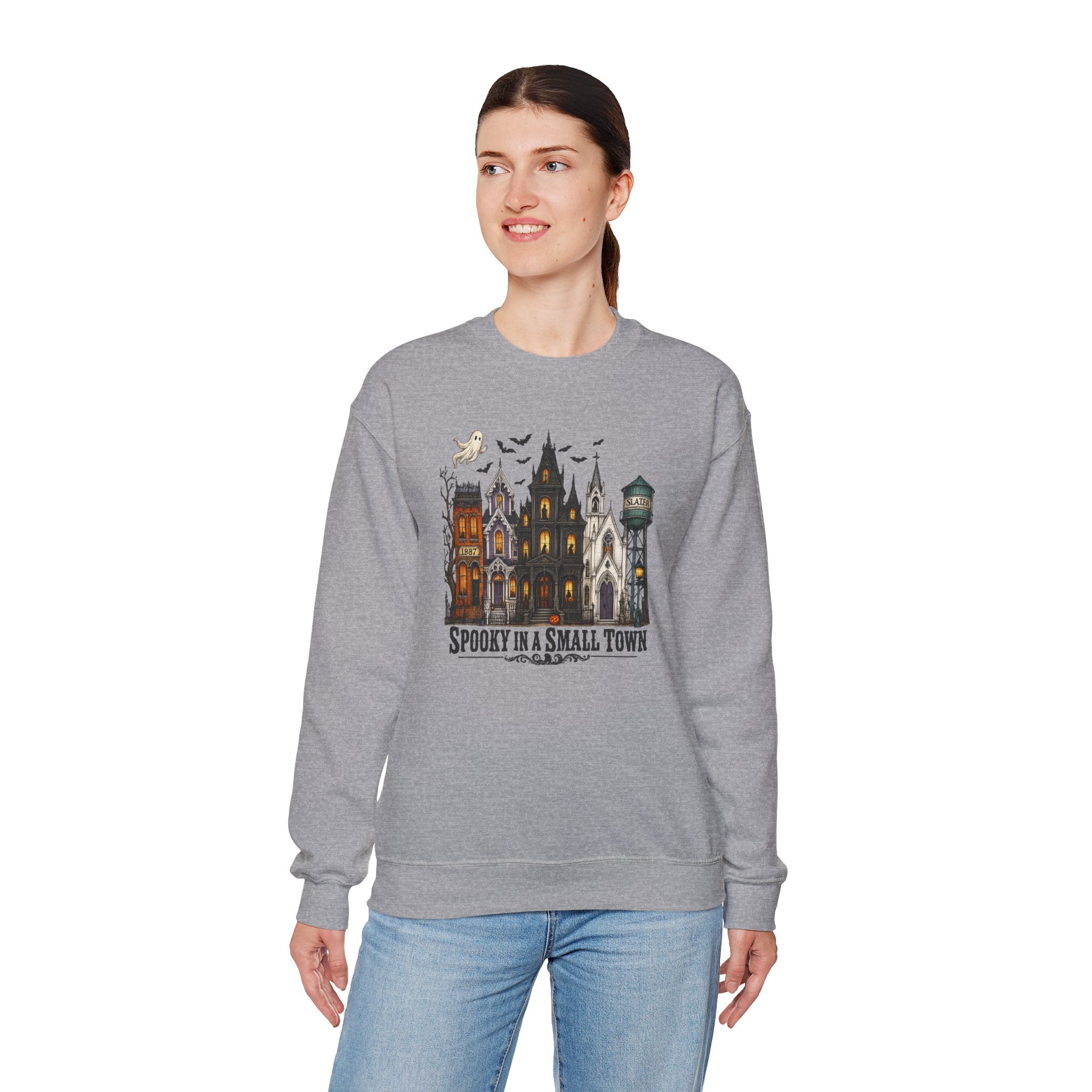 Spooky in a Small Town Sweatshirt | Vintage Slater Haunted House Crewneck | Cr8tive Designs