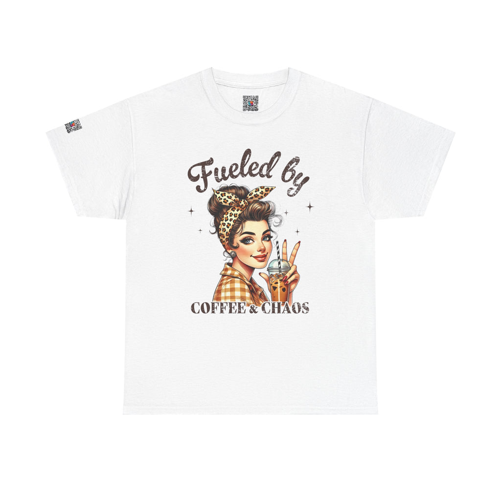 Fueled by Coffee & Chaos Graphic Tee – Funny Mom Life Shirt, Trendy Retro Woman Design | Cr8tive Designs