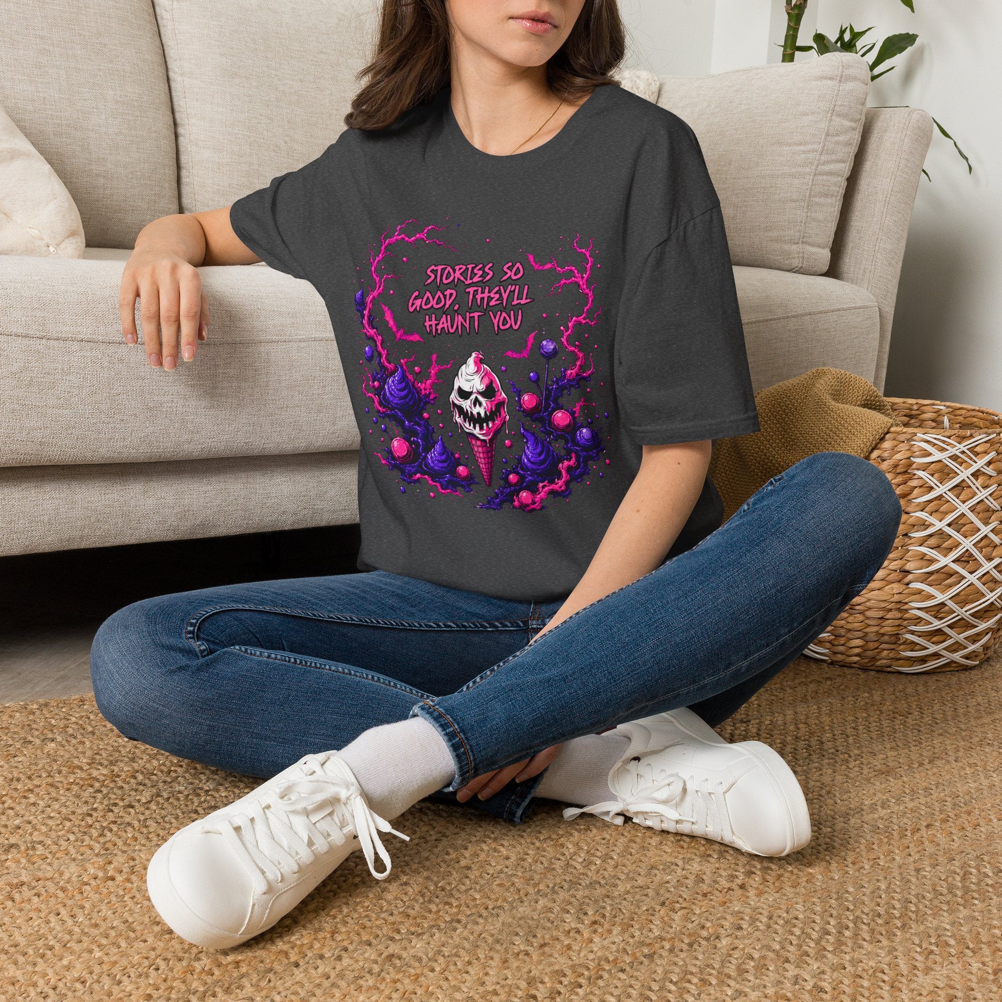 Haunted Stories T‑Shirt | "Stories So Good They'll Haunt You" Horror Graphic Tee | Cr8tive Designs