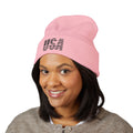 USA Flag Embroidered Cuffed Beanie/Cr8tive Designs