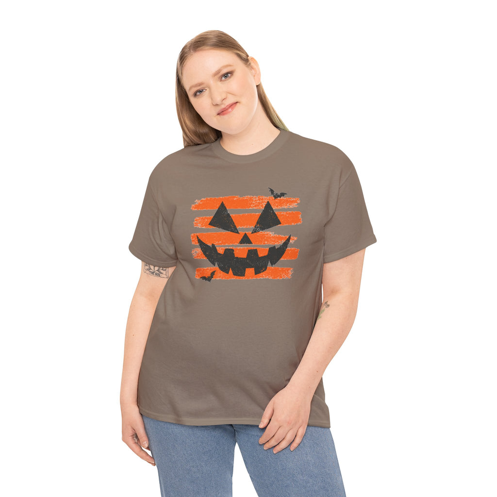 Distressed Jack O Lantern Tee | Retro Orange Stripe Halloween T-Shirt | Cr8tive Designs