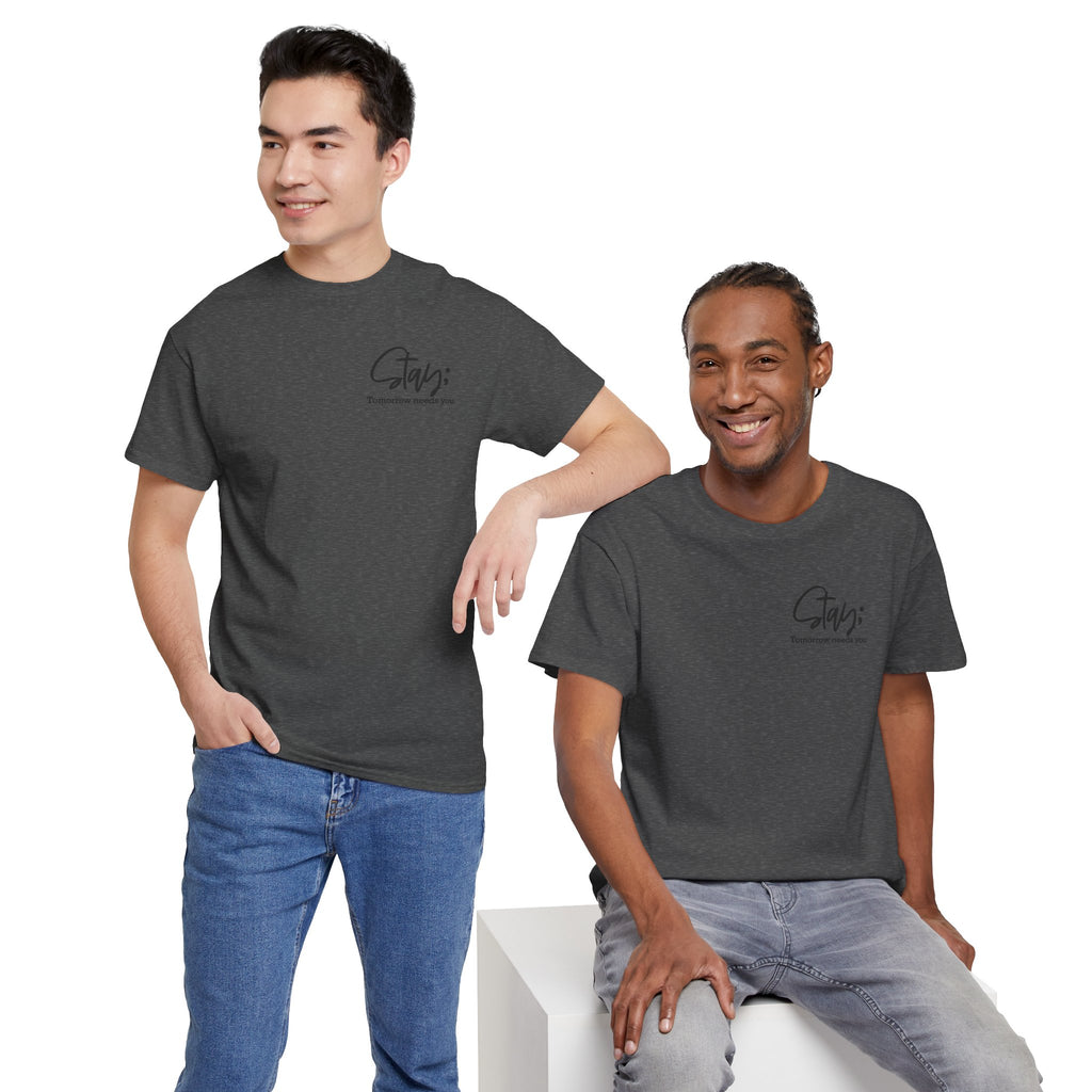 Stay Tomorrow Needs You T-Shirt | Minimalist Semicolon Pocket Print Graphic Tee | Cr8tive Designs