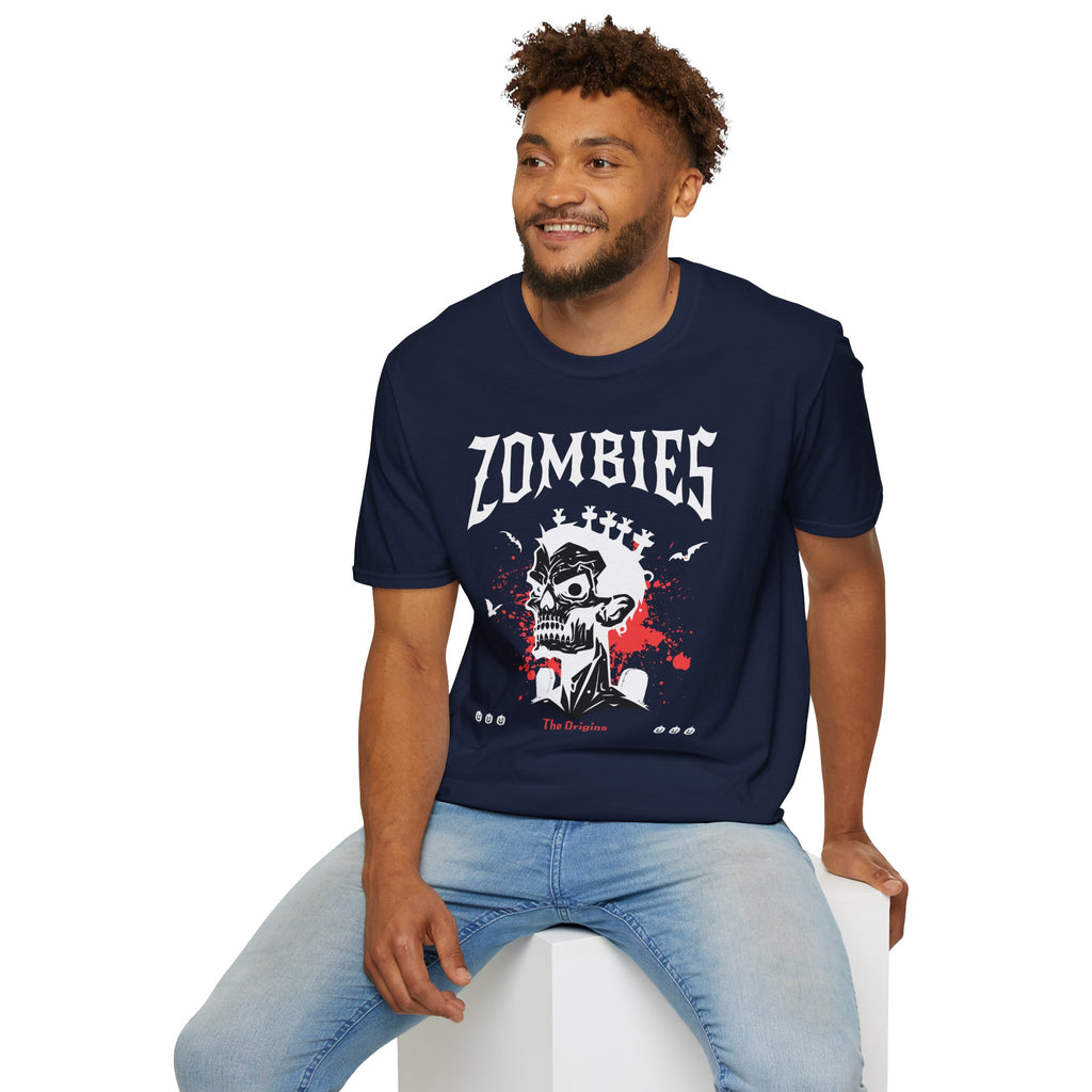 Zombies Skull T-Shirt | Gothic Horror Band Tee with Blood Splatter | Cr8tive Designs