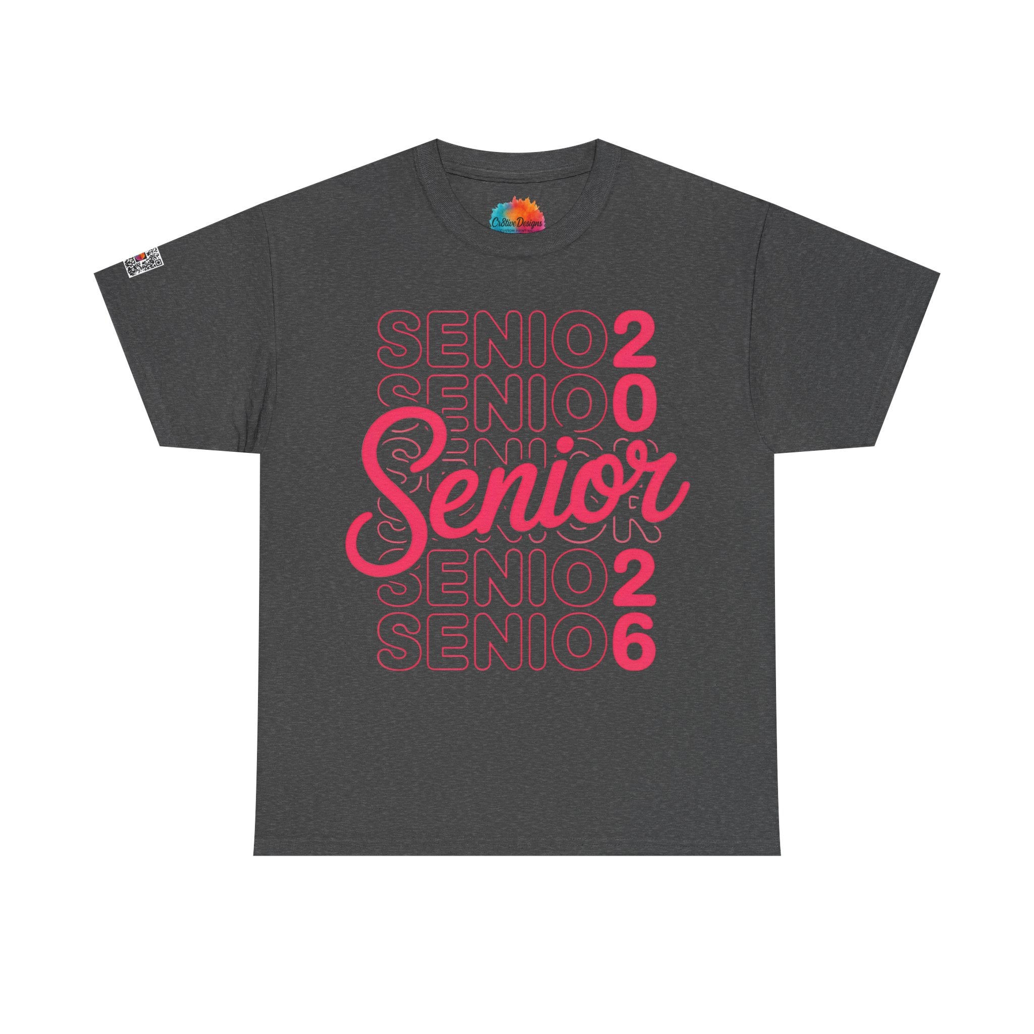 Senior 2026 Neon Script T-Shirt | Bold Layered Typography Tee | Trendy Graduation Shirt | Cr8tive Designs