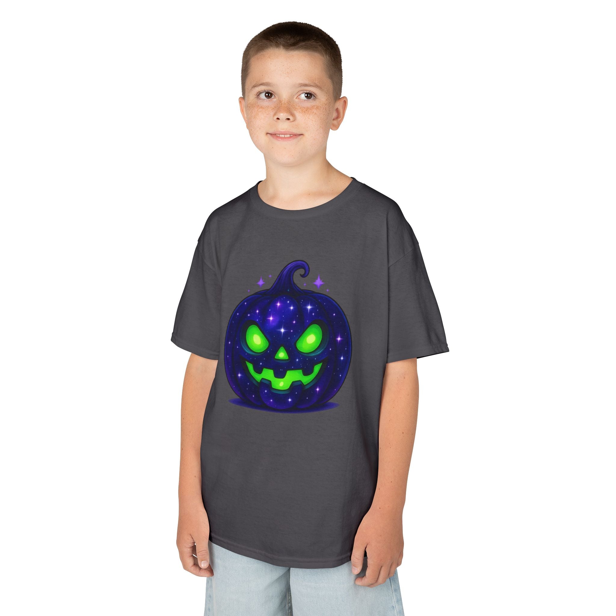 Kids Halloween Pumpkin T‑Shirt | Glowing Green Jack‑O'Lantern Tee |Cr8tive Designs
