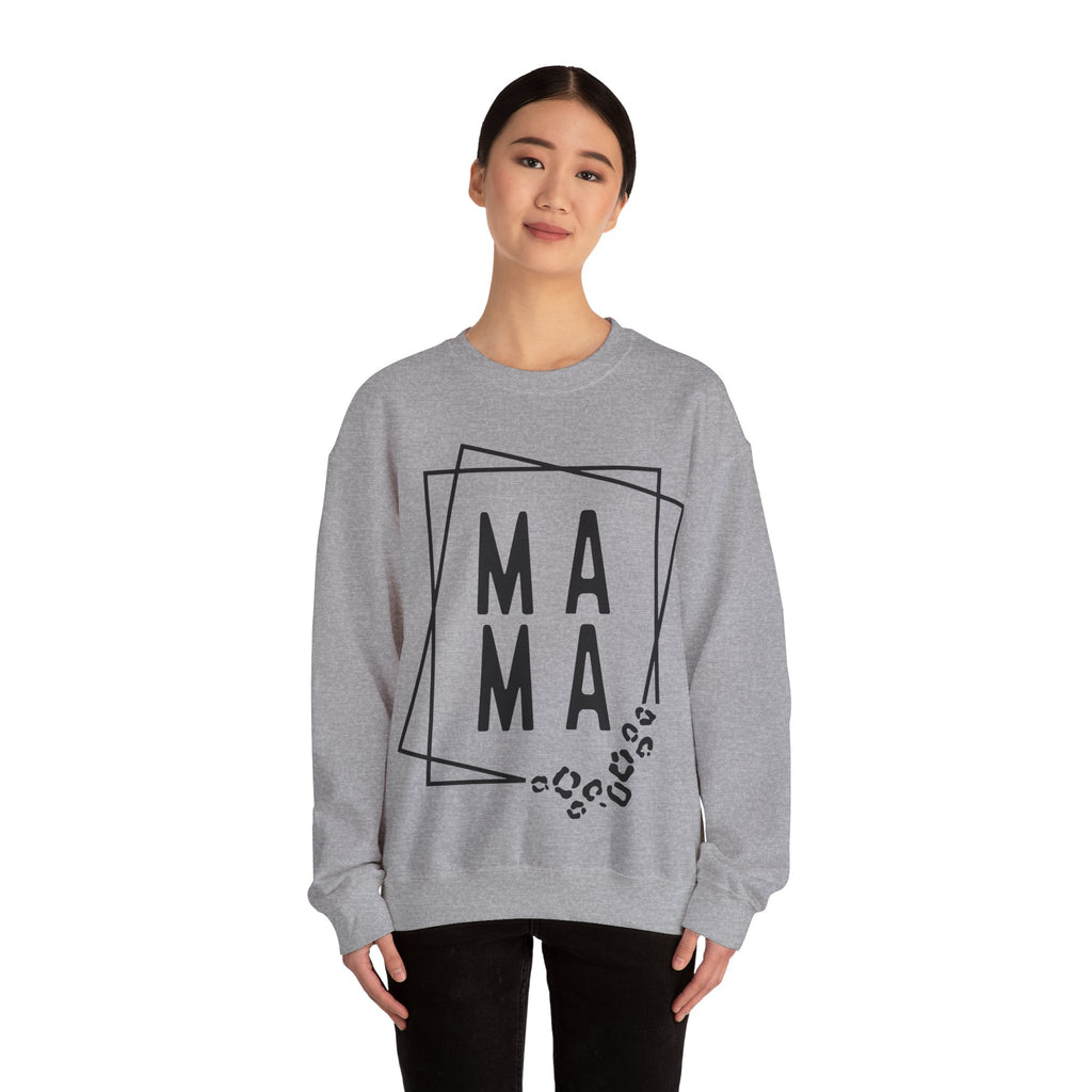 Mama Leopard Print Crewneck Sweatshirt – Casual Graphic Mama Pullover