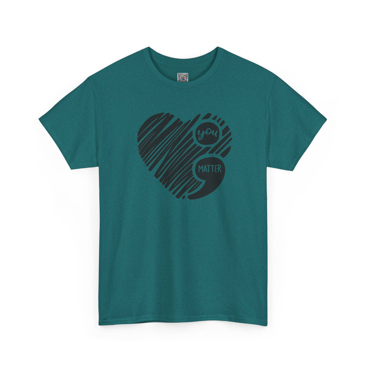 You Matter Semicolon Heart T-Shirt | Mental Health Awareness Graphic Tee | Cr8tive Designs