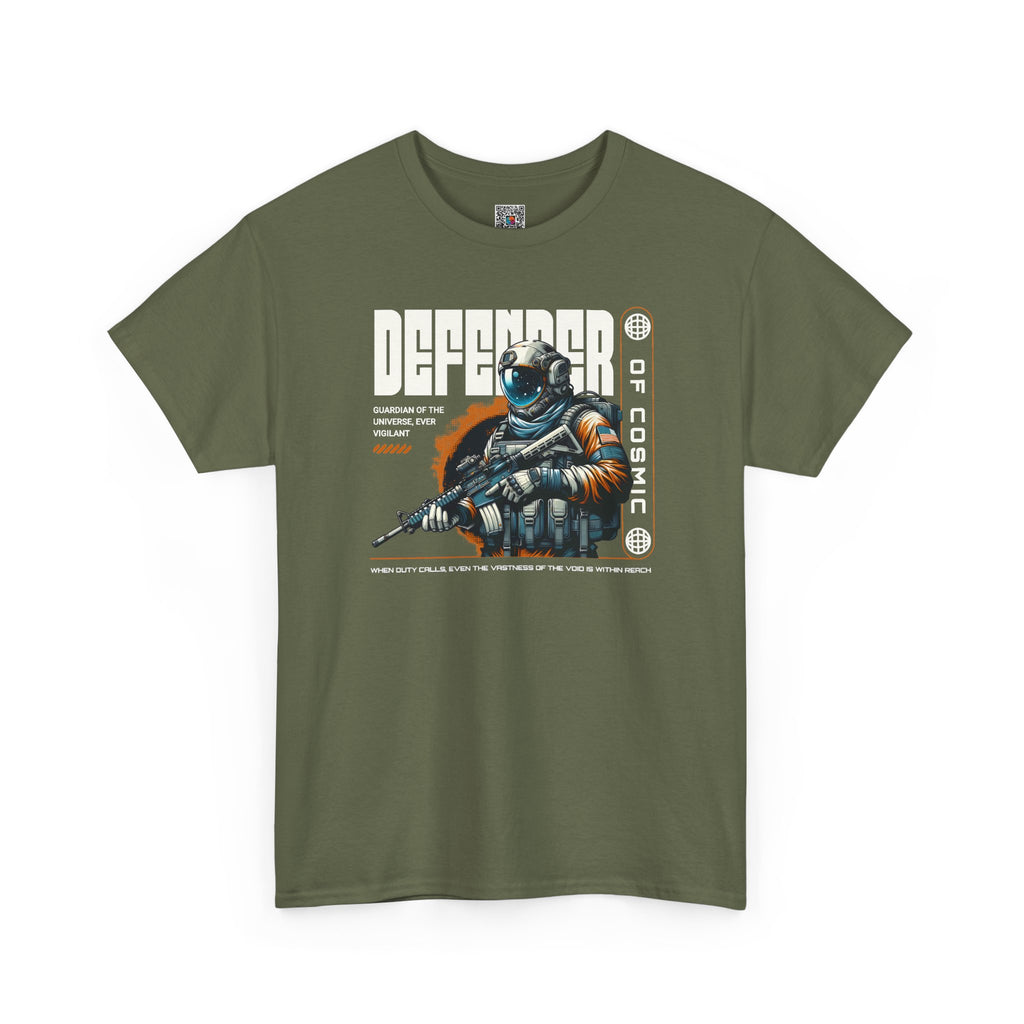 Defender of Cosmic T-Shirt | Futuristic Space Guardian Astronaut Graphic Tee | Cr8tive Designs