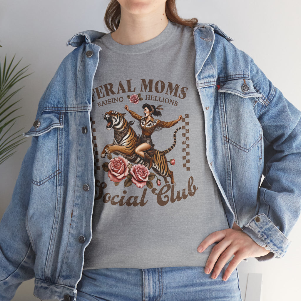 Feral Moms Social Club Graphic Tee – Funny Retro Mom Life Shirt, Trendy Humor Apparel | Cr8tive Designs