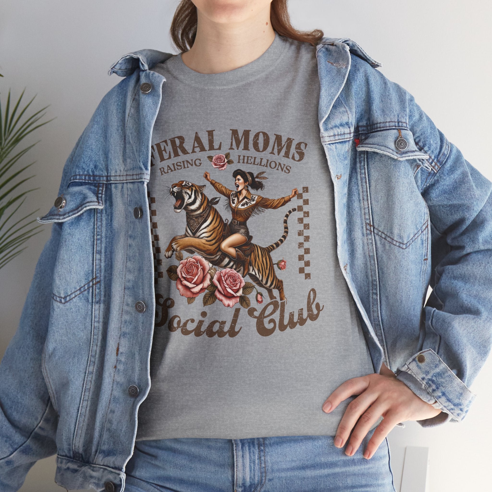 Feral Moms Social Club Graphic Tee – Funny Retro Mom Life Shirt, Trendy Humor Apparel | Cr8tive Designs