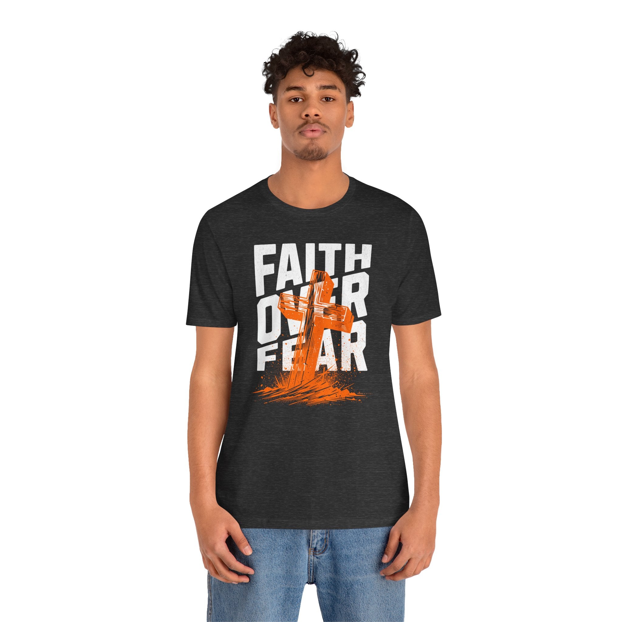 Faith Over Fear Tee | Christian Cross Inspirational Short Sleeve Shirt | Cr8tive Designs