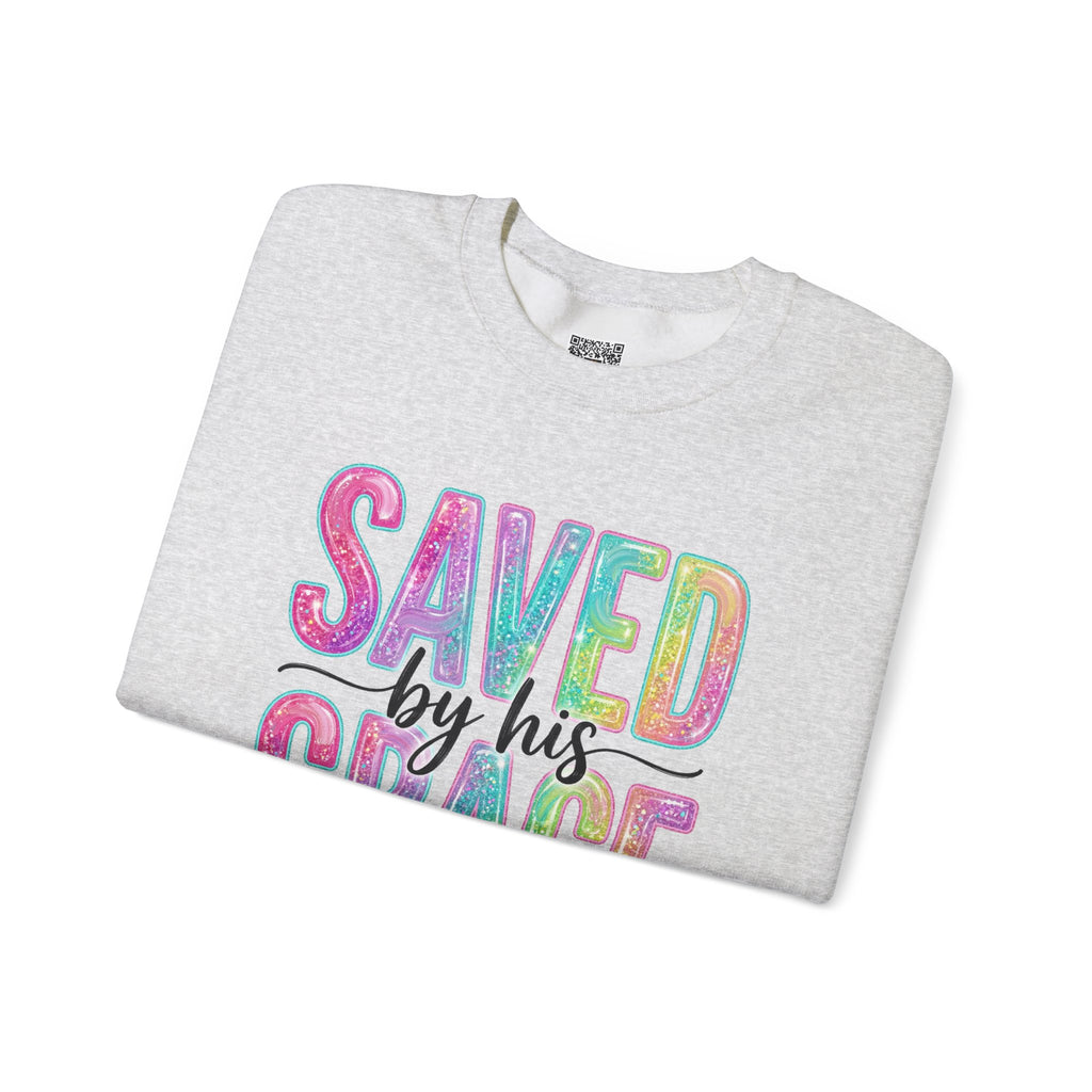 Saved by Grace Sweatshirt – Christian Faith Graphic Crewneck | Inspirational Religious Pullover | Cr8tive Designs