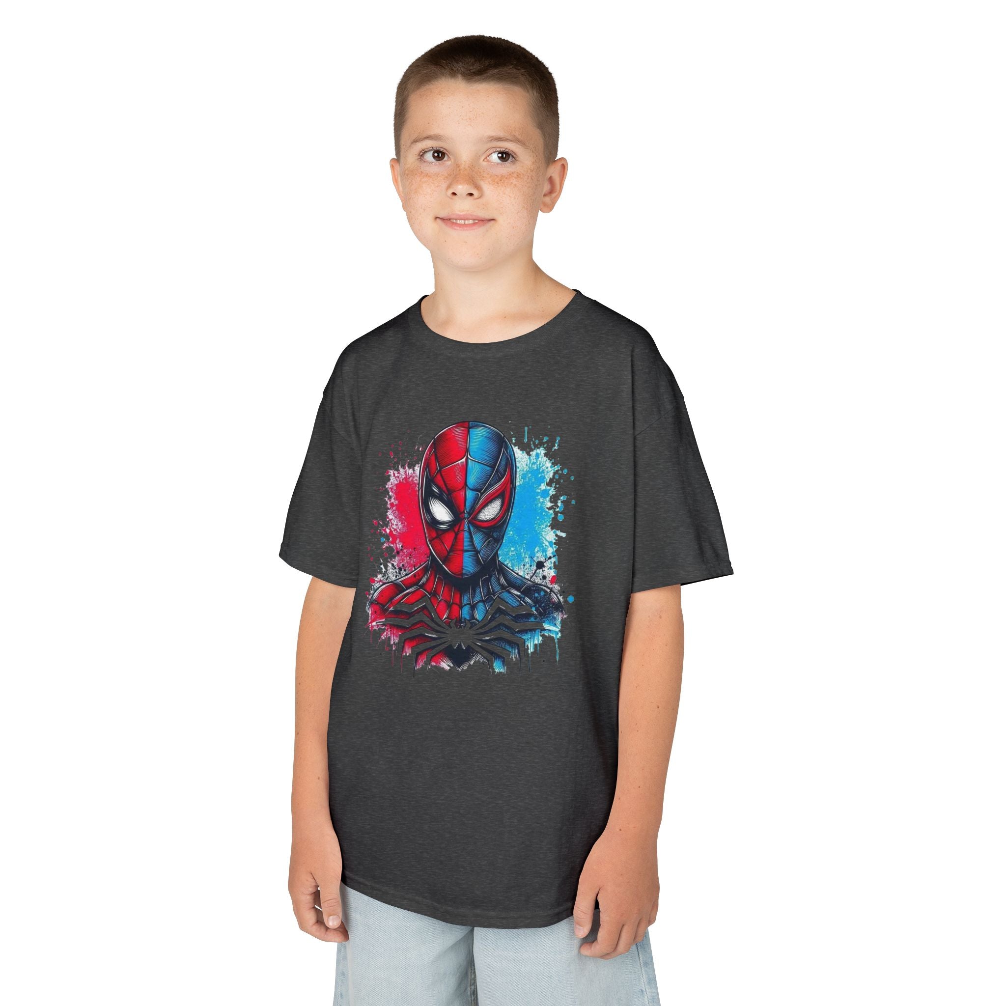 Red & Blue Web-Slinging Hero Youth Tee | Comic-Inspired T-Shirt | Cr8tive Designs