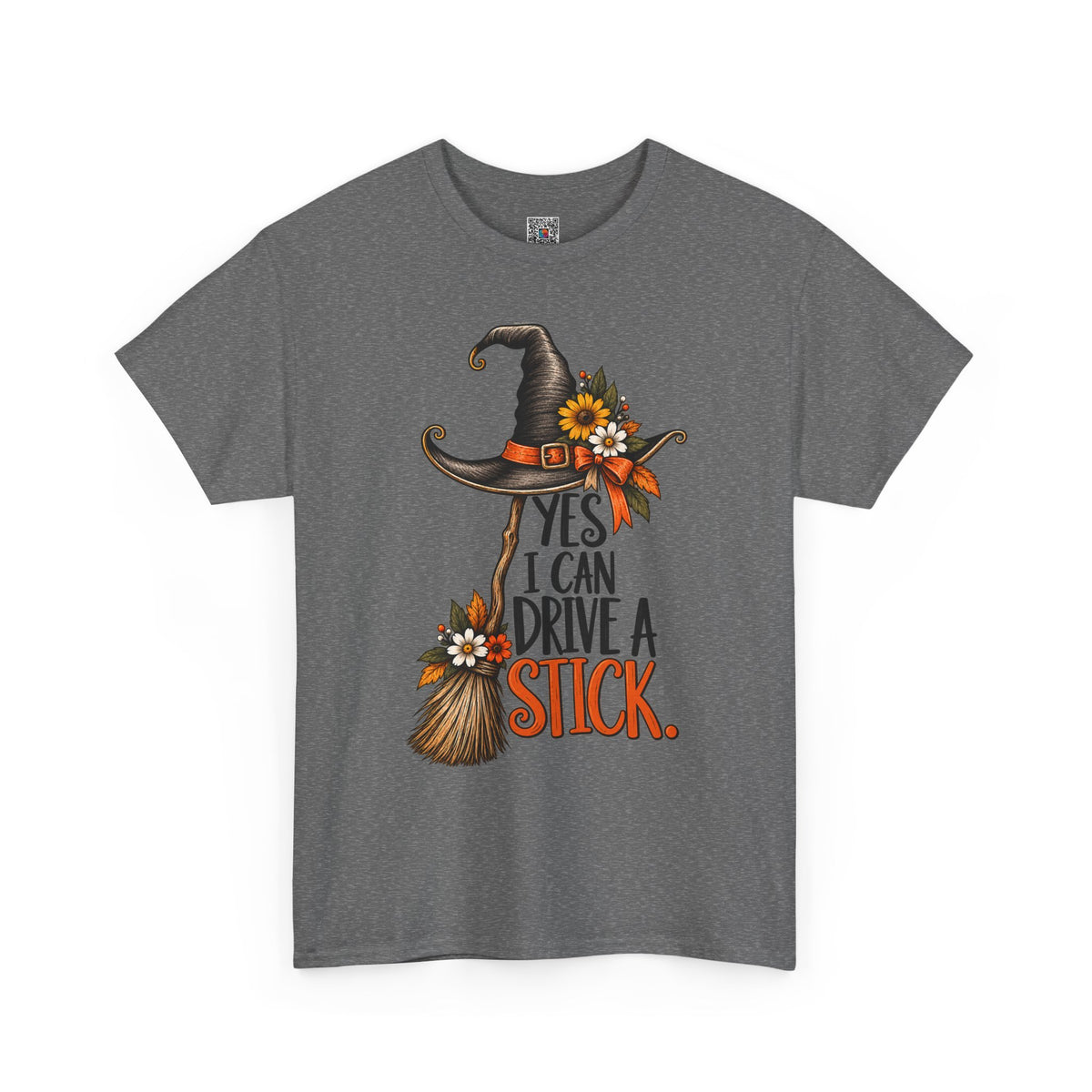 Yes I Can Drive A Stick T-Shirt | Funny Witch Broomstick Halloween Tee | Cr8tive Designs
