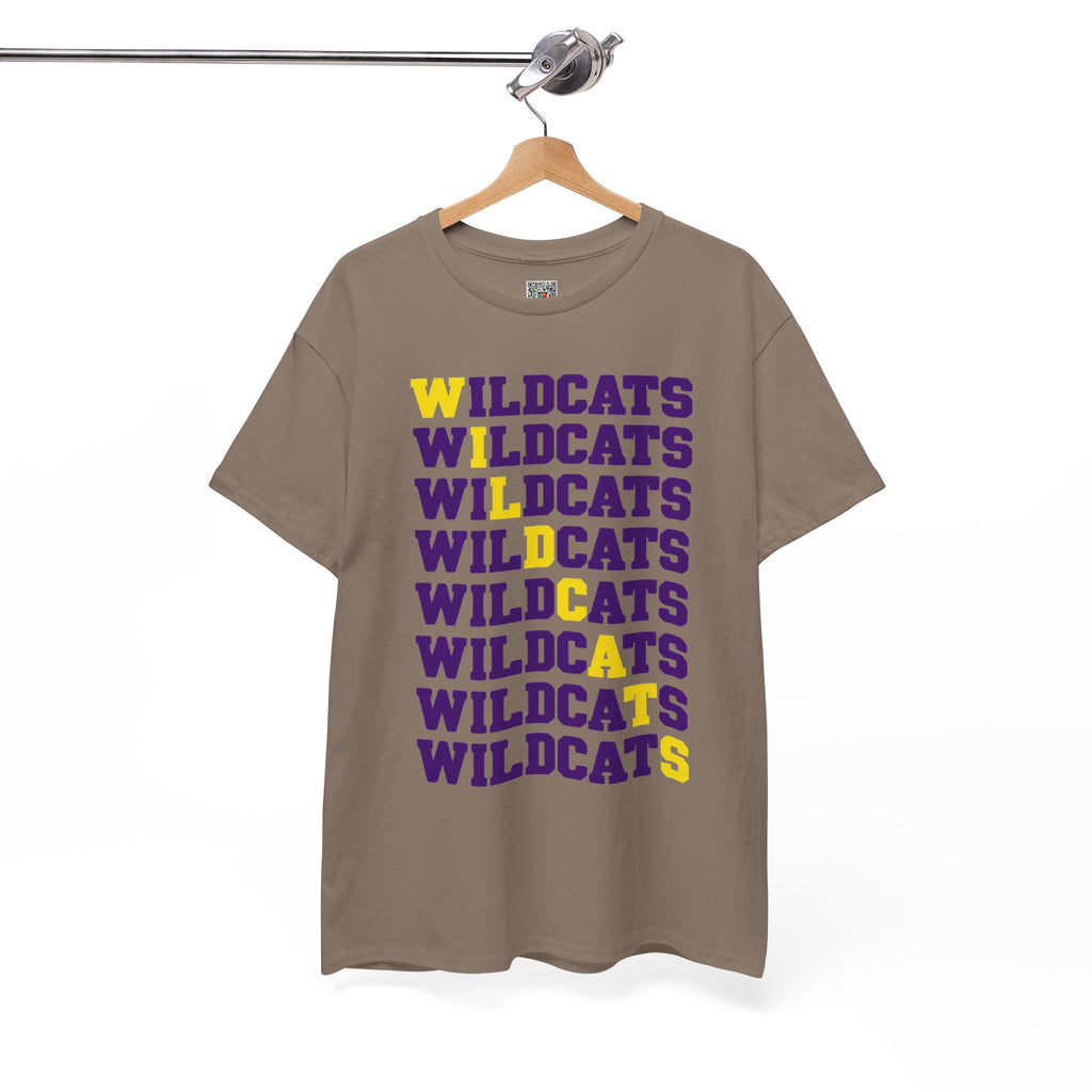 Wildcats Mascot Tee | Retro Diagonal Repeating Text Game Day T-Shirt | Cr8tive Designs