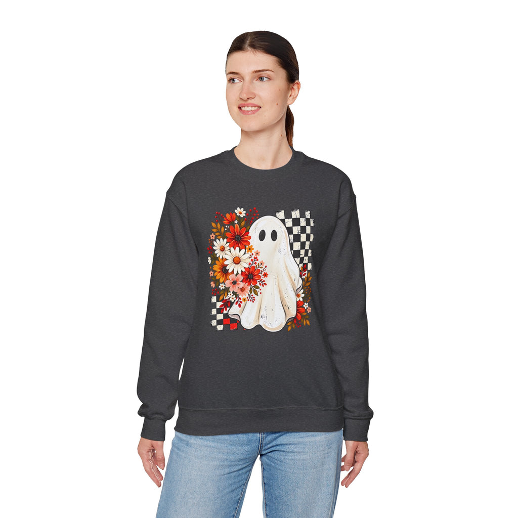 Floral Ghost Sweatshirt | Spooky Season Halloween Crewneck | Cr8tive Designs