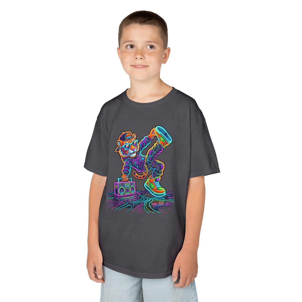 Kids Skateboard Neon Bear T-Shirt | Retro Glow Skateboarding Tee | Cr8tive Designs