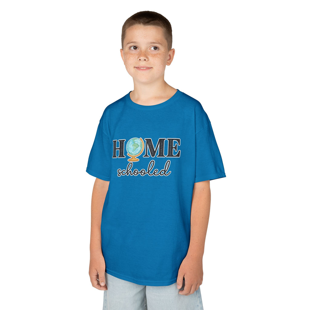 Homeschooled Kids T‑Shirt — Cute Globe 'Home Schooled' Tee for Homeschool Families