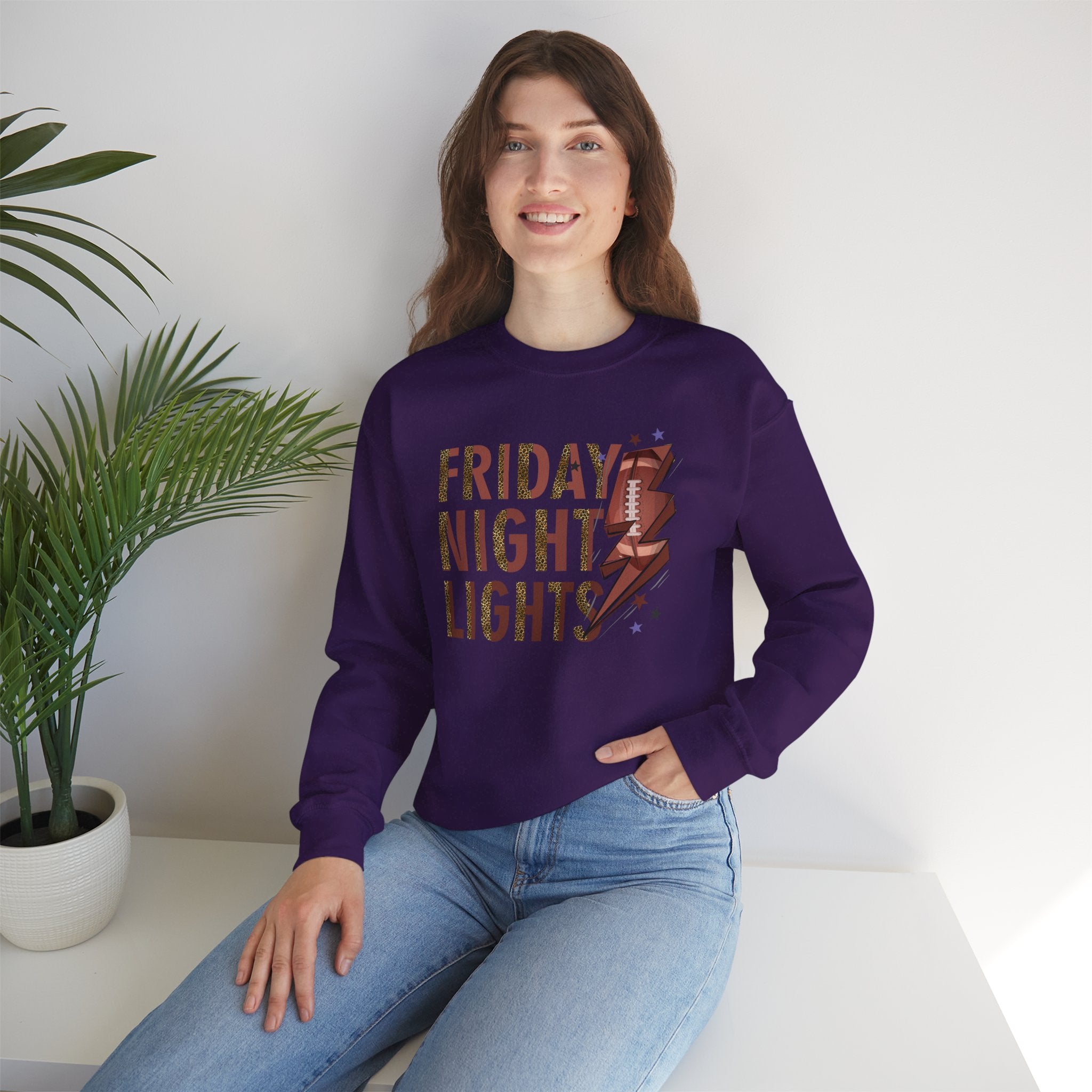 Friday Night Lights Sweatshirt | Leopard Football Lightning Bolt Crewneck | Cr8tive Designs