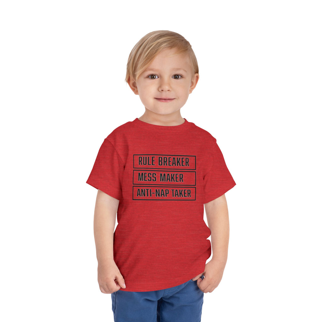 Rule Breaker Mess Maker Toddler Tee | Funny Anti-Nap Kids T-Shirt | Cr8tive Designs