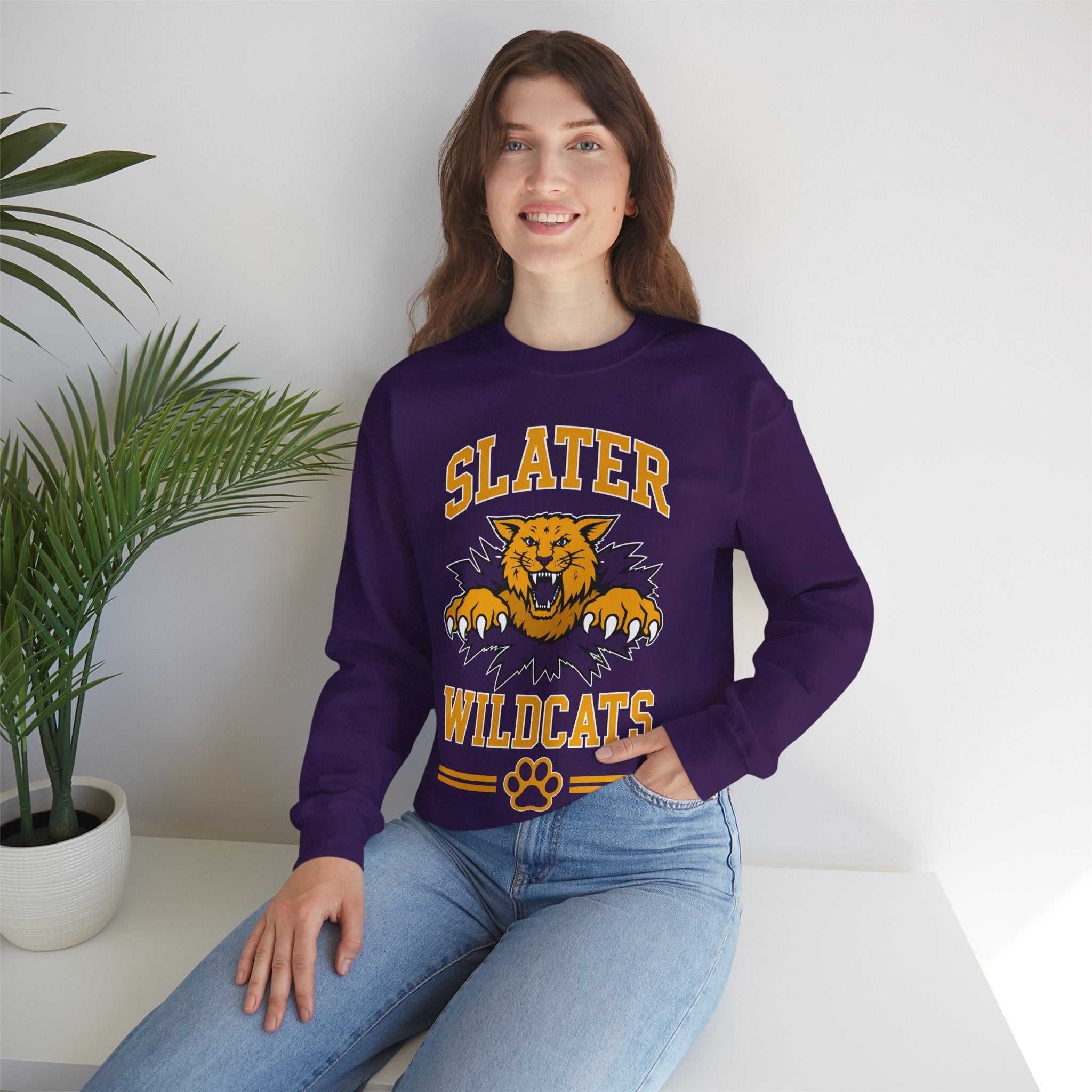 Slater Wildcats Purple & Gold Crewneck Sweatshirt | School Spirit Pullover | Cr8tive Designs