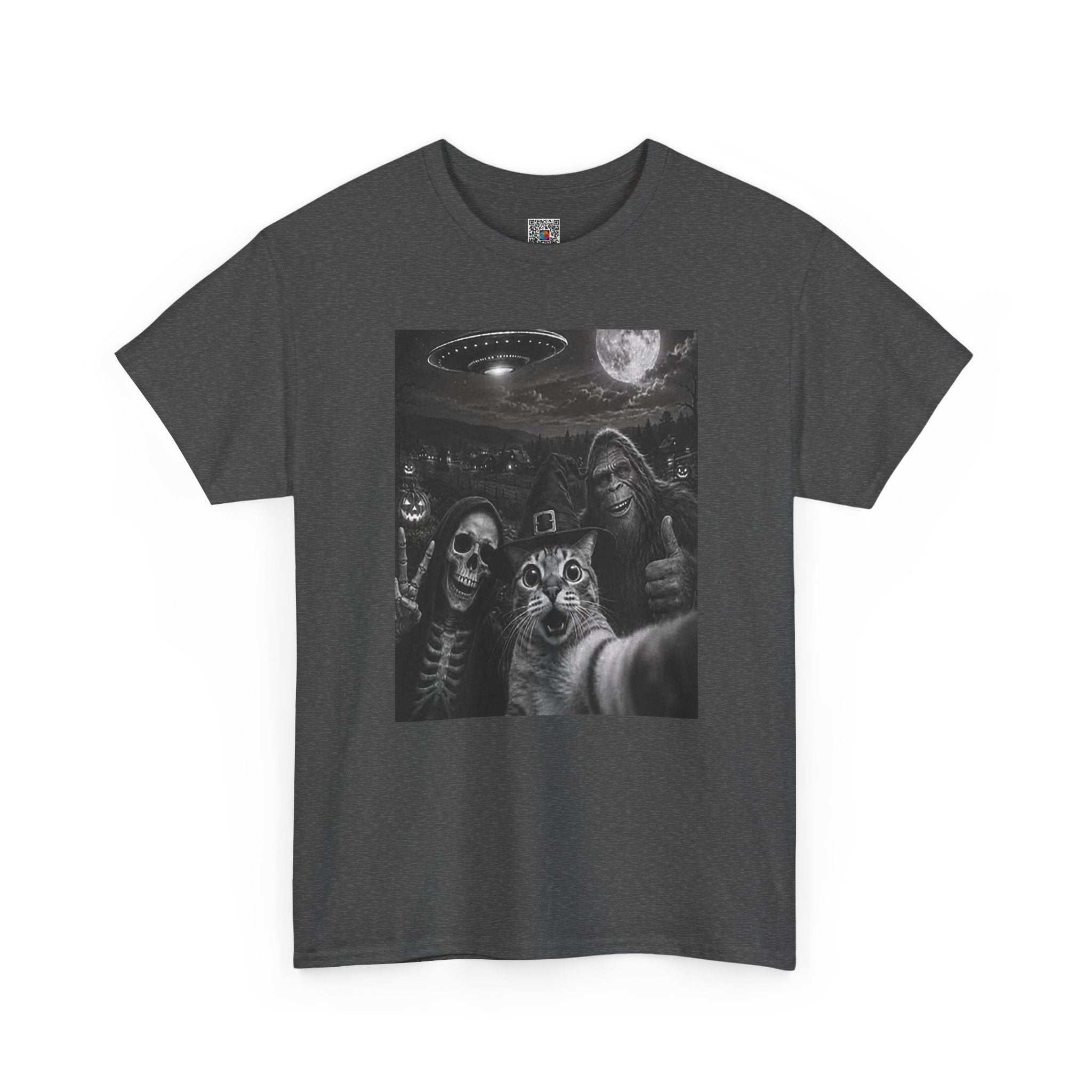 Spooky Squad Selfie Shirt | Funny Halloween Bigfoot Cat Alien Graphic Tee | Cr8tive Designs