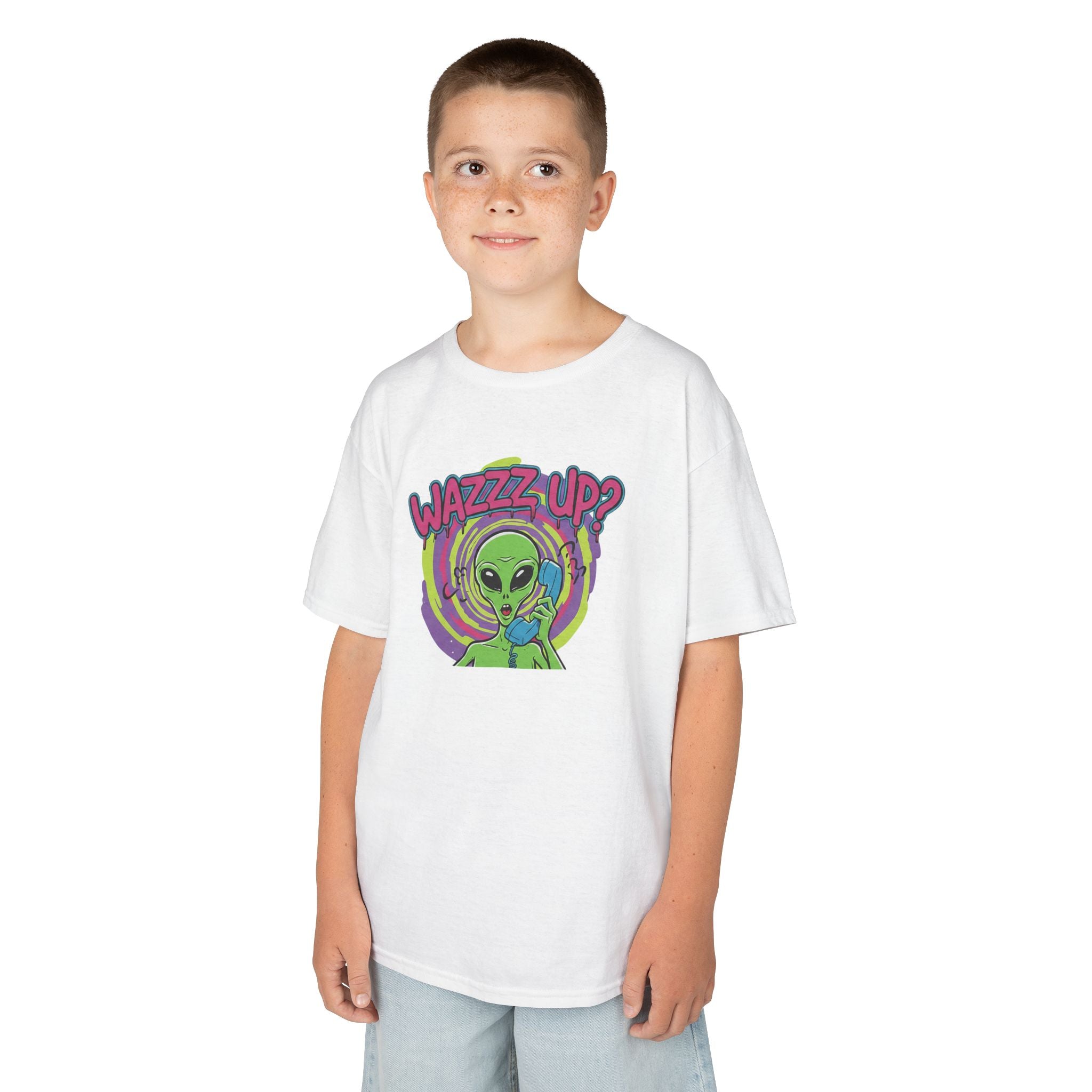 Kids Tee — "Wazzz Up?" Cute Alien Graphic Shirt